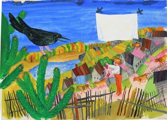 Непомнящий Леонид Михайлович. Иллюстрация к книге М. Дружининой «Дали Маше погремушку» (М.: Дет. лит., 1991)